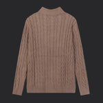 Polo Ralph Lauren Cable-Knit Cotton Quarter-Zip Sweater- Brown/Black Logo